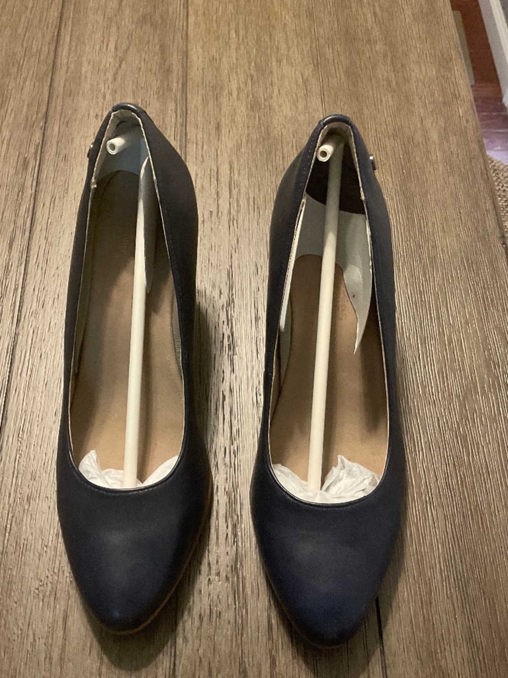 Hush Puppies Pump Shoes Navy Blue Leather Sz 9.5 New